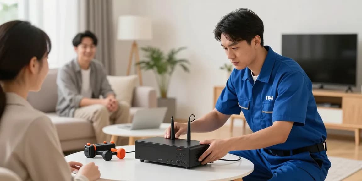 Trusted IPTV reseller installing services in a local home.