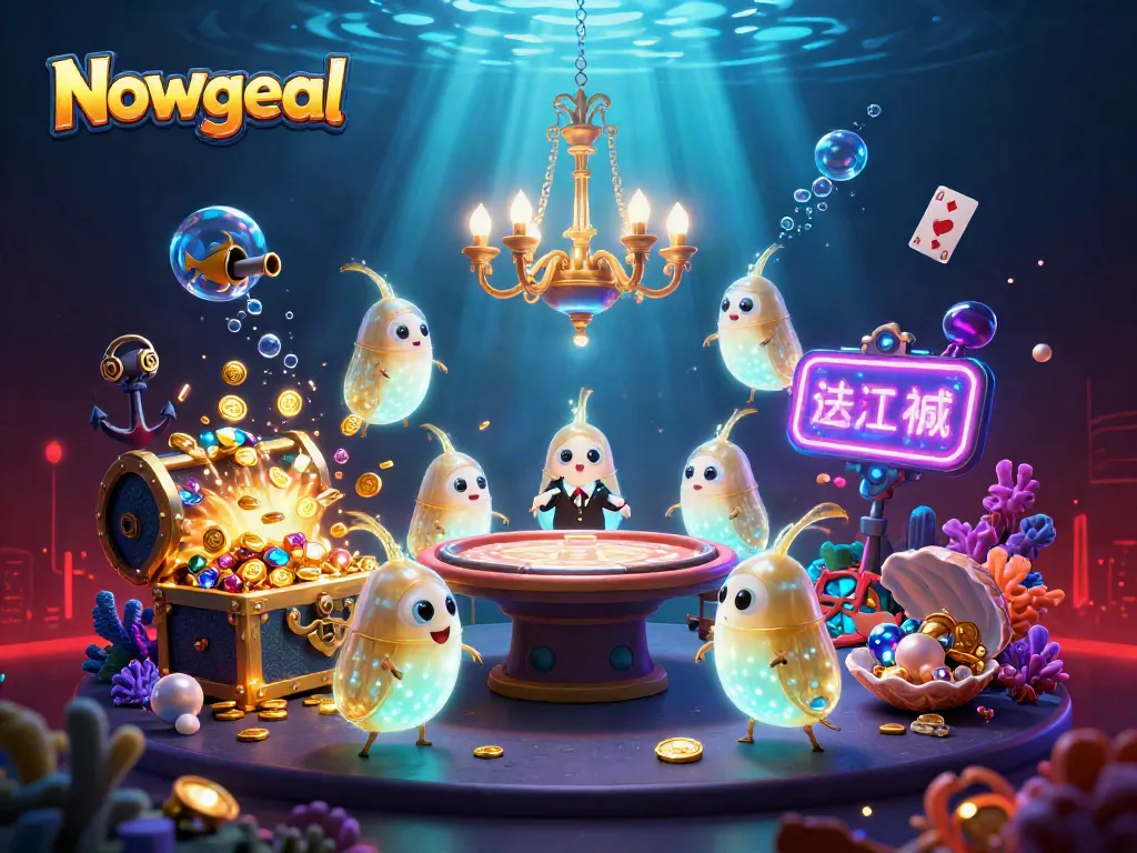 Place bets and enjoy real-time scores at Nowgoal with this vibrant underwater casino scene.