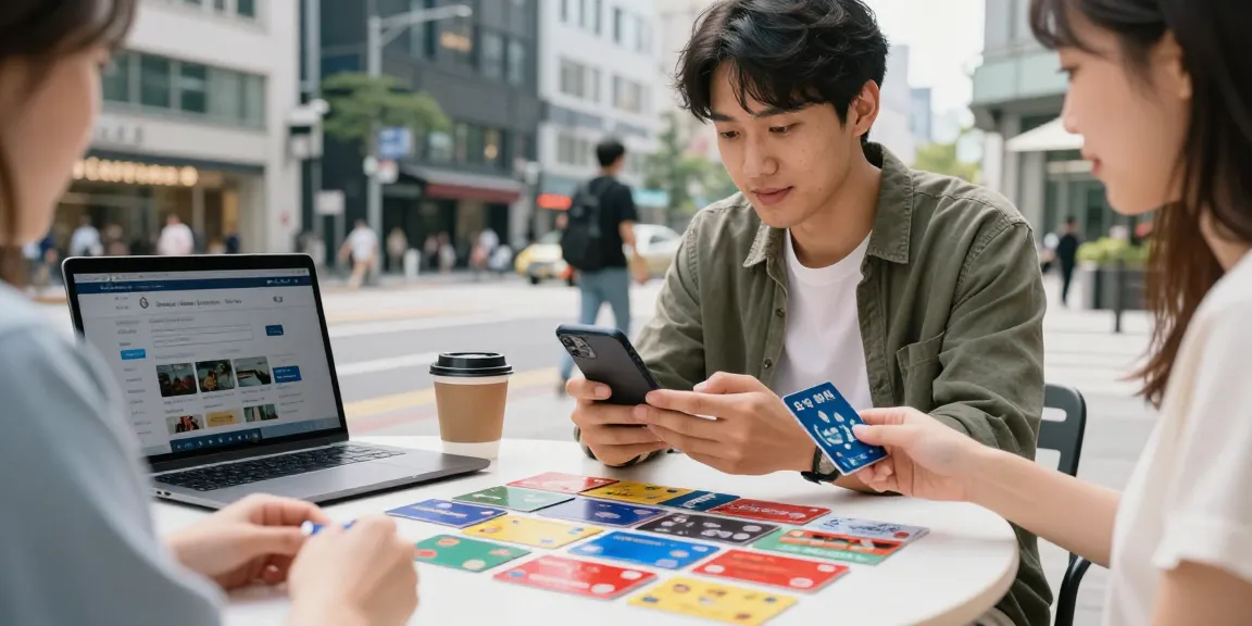 소액결제현금화를 통해 기프티콘을 구매하는 장면, 도심의 활기찬 분위기에서 현대적인 모습.