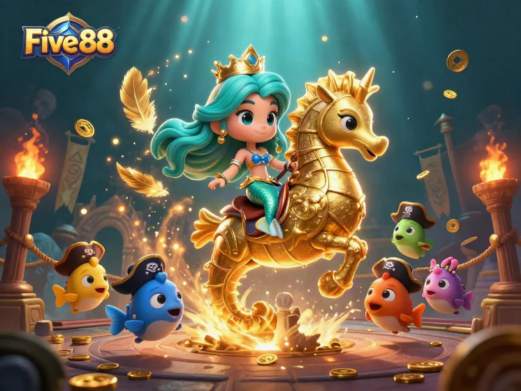 Engage with Five 88's thrilling gaming experience illustrated by a vibrant underwater scene.