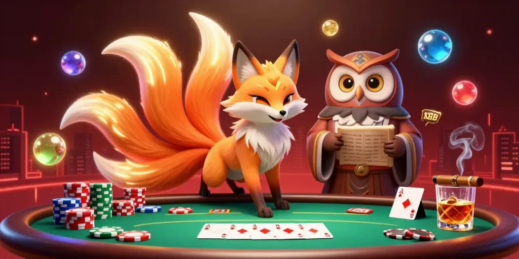 Engage with the vibrant world of gambling at XX88 through this stunning illustration featuring colorful spirits and poker elements.