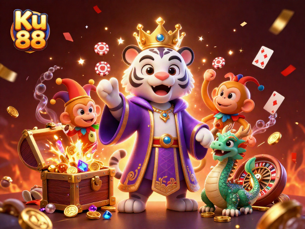 Experience unexpected rewards with Ku 88's vibrant and lucky gaming scene full of action!