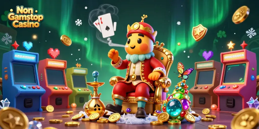 Experience the thrill of Non Gamstop Casino with vibrant 3D visuals and game elements.