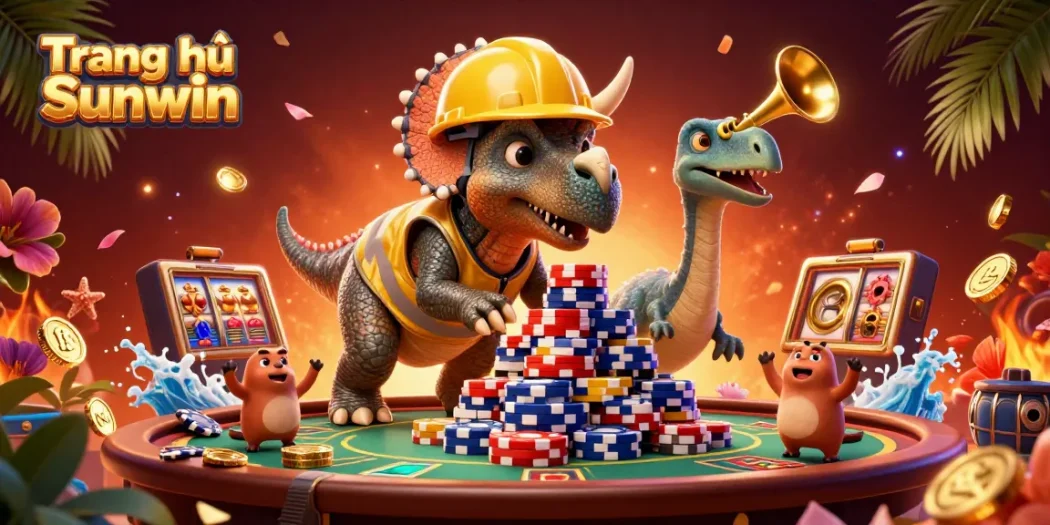 Join the excitement at Trang chủ Sunwin with dynamic casino elements and vibrant characters celebrating wins.