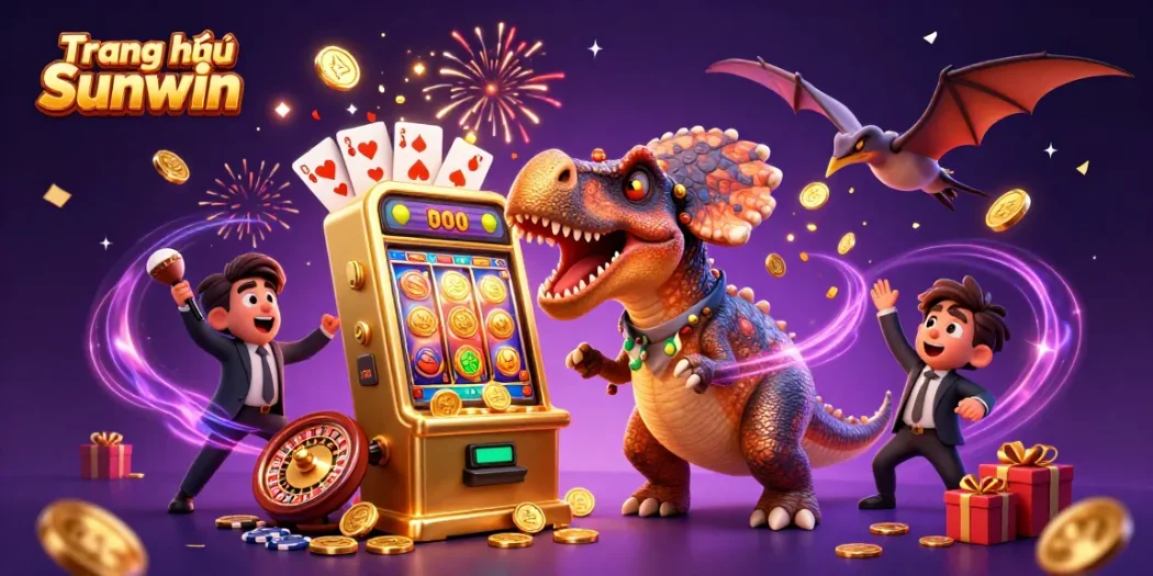 Experience the thrill of jackpot wins at Trang chủ Sunwin with 3D dinosaurs and exciting gaming elements.